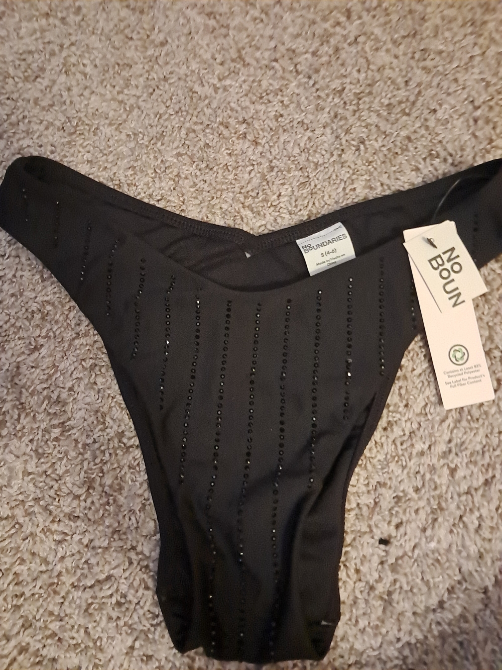 No Boundaries Black Rhinestone Bikini Bottom